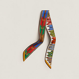 エルメス　ジャガード　サングル カシミヤマフラー 25×170 cm 《ジグザグのサングル》 - マロン